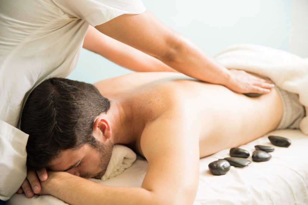 Hot stone massage at a spa